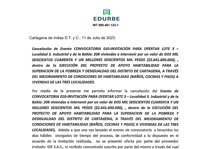 Convocatoria 010-Acta cierre de evento LOTE1-Localidad1