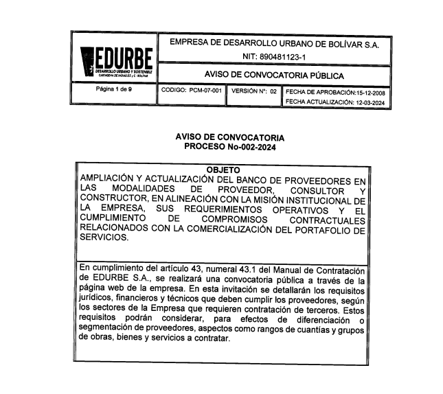 Aviso de Convocatoria No 002-2024